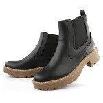 Hawkwell Women's Slip On Chunky Heel Ankle Chelsea Boot,Black PU,8 M US