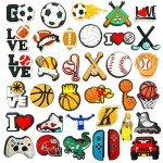 35PCS Shoe Charms for Boy, Sports, Game, Basketball, Football, Baseball Shoes Decorations for Kids Boys Teens Men Birthday Party Gifts Christmas