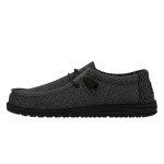 Hey Dude Men's Wally Sox Micro Total Black Men's 7 & Women's 9 | Men's Loafers | Men's Slip On Shoes | Comfortable & Light-Weight