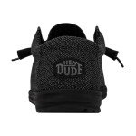 Hey Dude Men's Wally Sox Micro Total Black Men's 7 & Women's 9 | Men's Loafers | Men's Slip On Shoes | Comfortable & Light-Weight