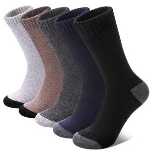 FNOVCO Wool Socks for Women Winter Warm Hiking Boot Thick Thermal Cozy Crew Socks 5 Pairs (Mix-color B)