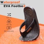 KuaiLu Mens Flip Flops Arch Support Orthotic Orthopedic Plantar Fasciitis Comfortable Waterproof Open Toe Summer Beach Leather Thong Sandals Cushion Slip on Slippers Black Size 10