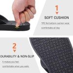 KuaiLu Mens Flip Flops Arch Support Orthotic Orthopedic Plantar Fasciitis Comfortable Waterproof Open Toe Summer Beach Leather Thong Sandals Cushion Slip on Slippers Black Size 10