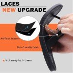 KuaiLu Mens Flip Flops Arch Support Orthotic Orthopedic Plantar Fasciitis Comfortable Waterproof Open Toe Summer Beach Leather Thong Sandals Cushion Slip on Slippers Black Size 10