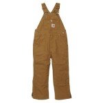 Carhartt Boys' Insulated Canvas Bib Overalls, Carhartt Brown Duck - Lined, 14