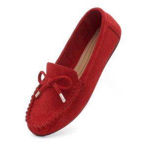 Herstyle Canal Womens Classic Penny Loafers Driving Moccasins Casual Slip-on Boat Shoes Round Toe Bowknot Comfort Walking Flats, 2024Red, Size 7.5