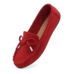 Herstyle Canal Womens Classic Penny Loafers Driving Moccasins Casual Slip-on Boat Shoes Round Toe Bowknot Comfort Walking Flats, 2024Red, Size 7.5