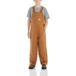 Carhartt Boys' Insulated Canvas Bib Overalls, Carhartt Brown Duck - Lined, 14