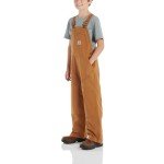 Carhartt Boys' Insulated Canvas Bib Overalls, Carhartt Brown Duck - Lined, 14