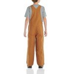Carhartt Boys' Insulated Canvas Bib Overalls, Carhartt Brown Duck - Lined, 14