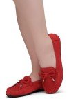 Herstyle Canal Womens Classic Penny Loafers Driving Moccasins Casual Slip-on Boat Shoes Round Toe Bowknot Comfort Walking Flats, 2024Red, Size 7.5