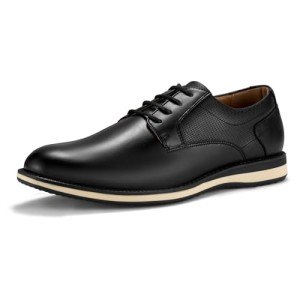 HEEZ Men's Oxford Shoes, Modern Lace Up Dress Shoes, Formal Derby Dress Shoes, Comfortable Business Office Walking Shoes with Cup Toe Removable Rebounded Insole, Anti-Slip TPR Outsole Black Size 7