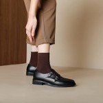 U-lite Womens Monk Strap Shoes Sheepskin Perforated Fashion Buckle Vamp Brouge Oxfords Dress Shoes Black 8