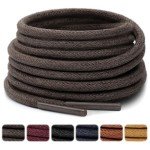 Stepace 1/8" Waxed Round Shoe Laces, [2 Pair] Oxford Shoelaces for Boots and Dress Shoes Dark Brown-86