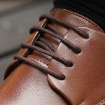 Stepace 1/8" Waxed Round Shoe Laces, [2 Pair] Oxford Shoelaces for Boots and Dress Shoes Dark Brown-86