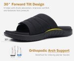 ONCAI Mens Sandals Adjustable Straps Orthotic Plantar Fasciitis Open Toe Athletic Sport Slides with Soft Comfy Arch Support Footbed Black Size 10.5