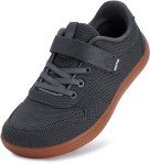 WHITIN Little Big Kids Wide Width Barefoot Shoes Minimalist Zero Drop Sneaker Boys Girls Size 4 Walking Running Training Sports School Gym Natural Dark Grey 36