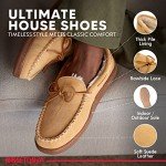 Minnetonka Mens Pile Lined Moccasin Slipper with Hard Soles Brown, 10.5