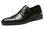 Mens Dress Shoes Double Monk Strap Slip On Loafer Shoes Oxford Leather Shoes for Men Black 5.5 D(M) US