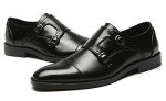 Mens Dress Shoes Double Monk Strap Slip On Loafer Shoes Oxford Leather Shoes for Men Black 5.5 D(M) US