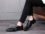 Mens Dress Shoes Double Monk Strap Slip On Loafer Shoes Oxford Leather Shoes for Men Black 5.5 D(M) US