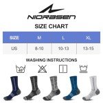 Niorasen Men's Cotton Crew Work Socks, 5 Pairs Cushioned Boot Socks, Moisture Wicking Athletic Socks for Hiking Sports Running 10-13 (Navy)