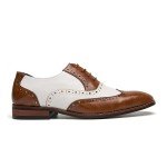 HuitJours Men Brogues Wingtip Lace up Brown White Oxford Spectator Two Tone Multi Tone Gatsby Derby Prom Dress Shoes Non Slip Shoes for Men