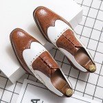 HuitJours Men Brogues Wingtip Lace up Brown White Oxford Spectator Two Tone Multi Tone Gatsby Derby Prom Dress Shoes Non Slip Shoes for Men