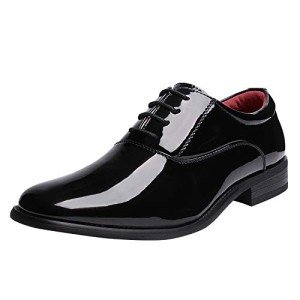 Bruno Marc Men's Faux Patent Leather Tuxedo Derby Dress Shoes Classic Lace-up Formal Oxford Black 12 M US CEREMONY-05
