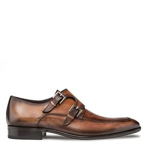 Mezlan Leather Double Monk Strap - Mens Bold Calfskin Shoe with Leather Sole and Breathable Leather - Handcrafted in Spain - Medium Width (Cognac, 9)