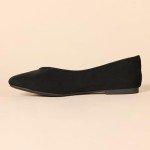 Amazon Essentials Women's Comfortable Square-Toe Slip On Ballet Flat, Black, 6