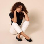 Amazon Essentials Women's Comfortable Square-Toe Slip On Ballet Flat, Black, 6