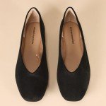 Amazon Essentials Women's Comfortable Square-Toe Slip On Ballet Flat, Black, 6