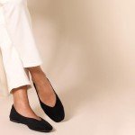 Amazon Essentials Women's Comfortable Square-Toe Slip On Ballet Flat, Black, 6