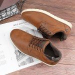 NCCB Men's Casual Dress Sneakers Lace Up Formal Oxfords Dress Shoes for Men Slip-on Comfortable Brown Shoes for Bussiness/Travel/Work Size 10.5