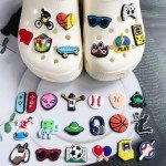 Ella & Emma 50pcs Boys Shoe Charms - Sports, Video Games, Basketball, Football & Fun Themes for Kids & Teens | DIY Pins & Accessories for Shoes, Bracelet, Wristband, Clog Sandals