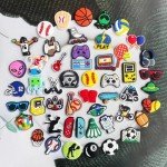 Ella & Emma 50pcs Boys Shoe Charms - Sports, Video Games, Basketball, Football & Fun Themes for Kids & Teens | DIY Pins & Accessories for Shoes, Bracelet, Wristband, Clog Sandals