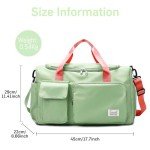 Suruid Travel Duffel Bag with Shoes Compartment Sports Gym Bag with Dry Wet Separated Pocket for Men and Women, Overnight Bag Weekender Bag Training Handbag Yoga Bag - Bright Green Pink