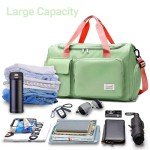 Suruid Travel Duffel Bag with Shoes Compartment Sports Gym Bag with Dry Wet Separated Pocket for Men and Women, Overnight Bag Weekender Bag Training Handbag Yoga Bag - Bright Green Pink