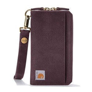 Carhartt Casual Canvas Wallets for Women, Nylon Duck Lay-Flat Clutch (Deep Wine), One Size