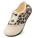 JIASUQI Womens Slip-on Moccasin Slippers for Women Bedroom Shoes Slippers Leopard Size 8.5-9.5