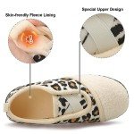 JIASUQI Womens Slip-on Moccasin Slippers for Women Bedroom Shoes Slippers Leopard Size 8.5-9.5