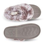 Jessica Simpson Women's Comfy Faux Fur House Slipper Scuff Memory Foam Slip on Anti-Skid Sole, Grey, Large