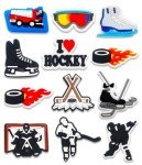 12PCS Hockey Shoe Charms for Croc Bubble Slides Clogs Sandals, Sports Shoe Accessories Decorations for Men Boys Girls Women Teens Adults