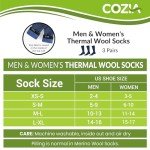 COZIA Merino Wool Socks for Men and Women Warm thermal Boot Hiking Socks 3 Pairs ML