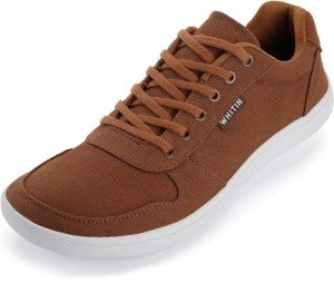 WHITIN Wide Toe Box Shoes for Men Canvas Minimalist Barefoot Sneakers Zero Drop Sole Minimus Size 11 11W Width Walking Gym Training Brown White 45