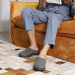 Zigzagger Men's Slip On Moccasin Slippers, Indoor/Outdoor Warm Fuzzy Comfy House Shoes, Fluffy Wide Loafer Slippers,Grey, 11-12 D(M) US