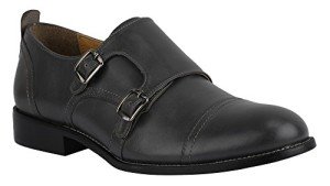 LIBERTYZENO Mens Double Buckle Genuine Leather Kiltie Monk Strap Dress Shoes 1282 Grey 8
