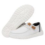 Hey Dude Women's Wendy Washed Canvas White Size 6 | Women's Shoes | Women's Slip-on Loafers | Comfortable & Light-Weight