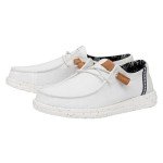 Hey Dude Women's Wendy Washed Canvas White Size 6 | Women's Shoes | Women's Slip-on Loafers | Comfortable & Light-Weight